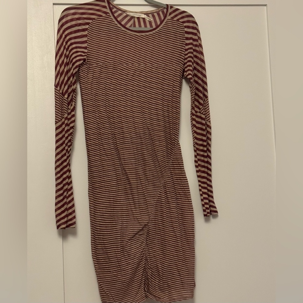 Isabel Marant Etoile tissue striped lined T-shirt dress.